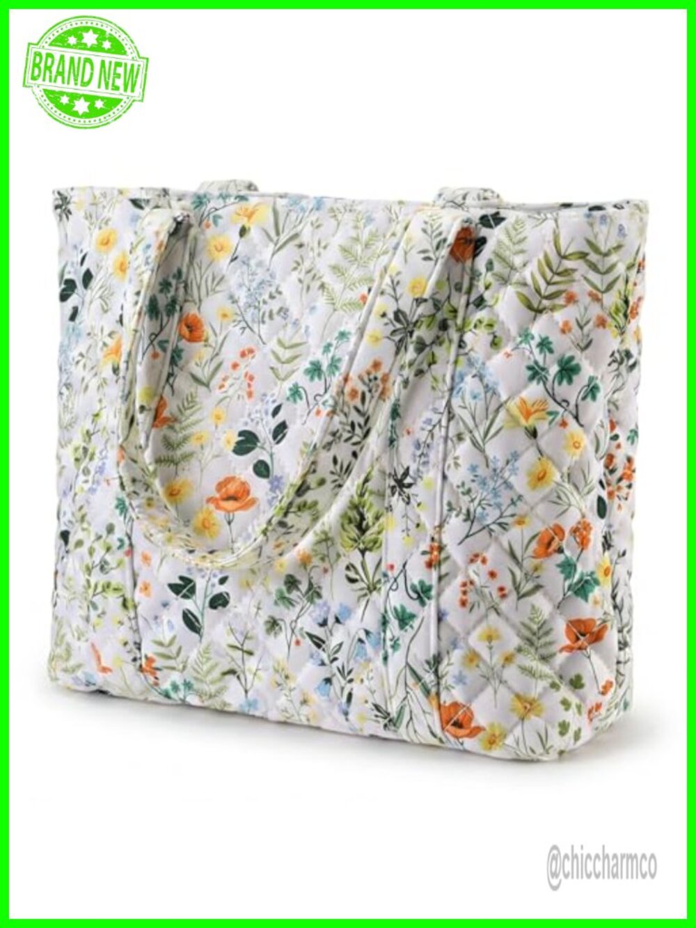 Quilted Tote Bag Lightweight Floral Patchwork Shoulder Bag Travel Purse